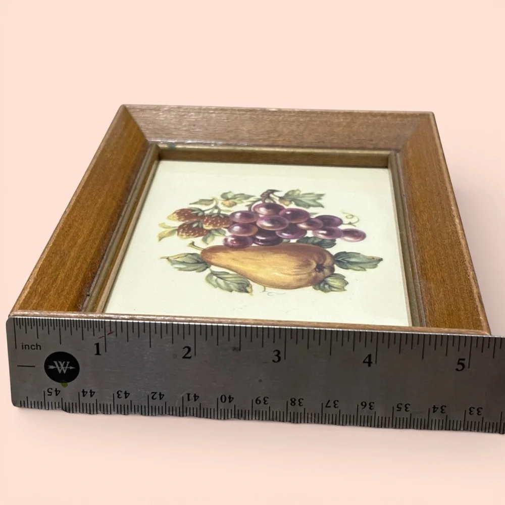 Vintage Framed Wooden Wall Shadow Boxes Fruit Art Lot Of 2 #’d & Handwritten